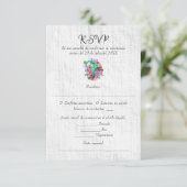 Spanisch, Rustikales Herz - Mexikanische Hochzeit RSVP Karte (Stehend Vorderseite)