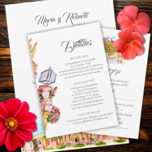 Spanisch, San Miguel Allende Wedding Details Card