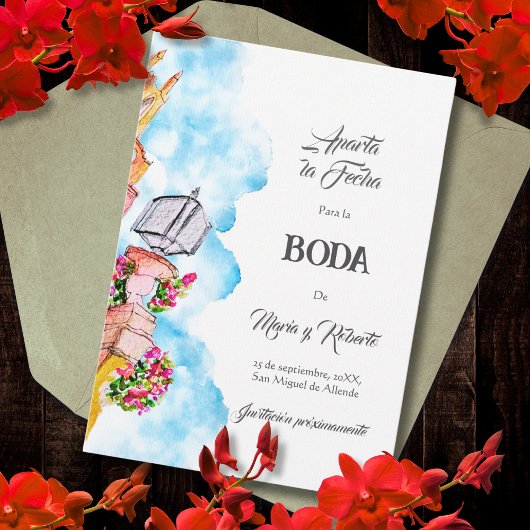 Spanisch San Miguel de Allende Save the Date Einladung