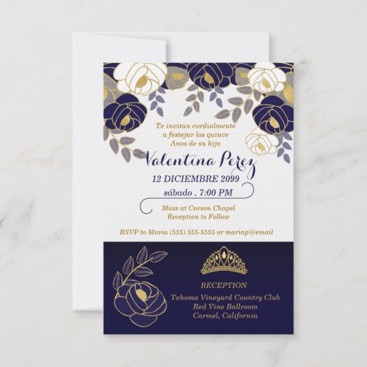 Spanisch Save the Date Blue Quinceanera Kein Foto