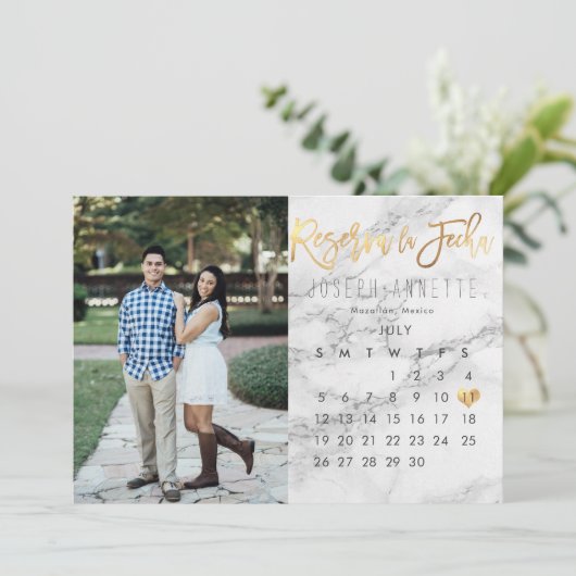 Spanisch Save the Date Kalender Marbella Imitate G Einladung (Stehend Vorderseite)