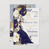 Spanisch Save the Date Navy Blue Quinceanera Flora (Vorne/Hinten)