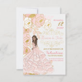 Spanisch Save the Date Pink Gold Quinceanera (Vorderseite)