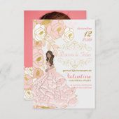 Spanisch Save the Date Pink Gold Quinceanera (Vorne/Hinten)