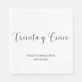 Spanisch Schwarz/Weiß Minimalistisch 35. Geburtsta Serviette (Vorderseite)