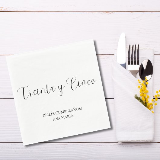 Spanisch Schwarz/Weiß Minimalistisch 35. Geburtsta Serviette