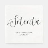 Spanisch Schwarz/Weiß Minimalistisch 70. Geburtsta Serviette (Vorderseite)