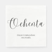 Spanisch Schwarz/Weiß Minimalistisch 80. Geburtsta Serviette (Vorderseite)