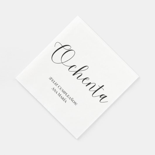 Spanisch Schwarz/Weiß Minimalistisch 80. Geburtsta Serviette (Ecke)