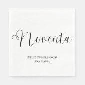 Spanisch Schwarz/Weiß Minimalistisch 90. Geburtsta Serviette (Vorderseite)