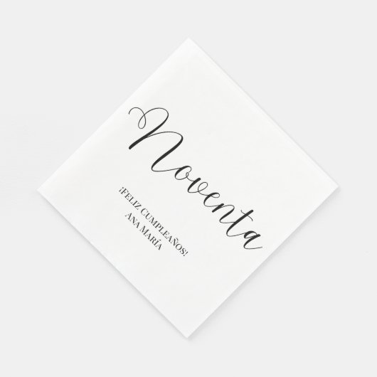 Spanisch Schwarz/Weiß Minimalistisch 90. Geburtsta Serviette (Ecke)