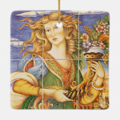 Spanisch-Spanische Frau Cornucopia Mosaik Keramikornament (Rückseite)