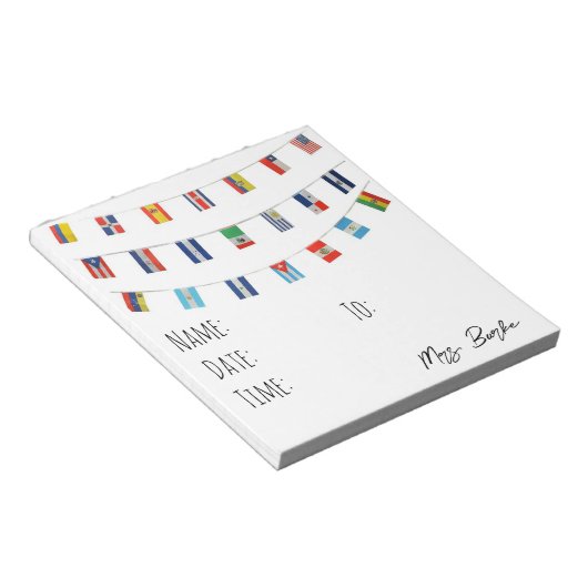 Spanisch sprechende Länder Hall Pass Notizblock (angewinkelt)