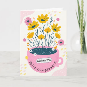 Spanisch Süße Rosa Kaffeetassen Pflanzkübel Geburt Karte
