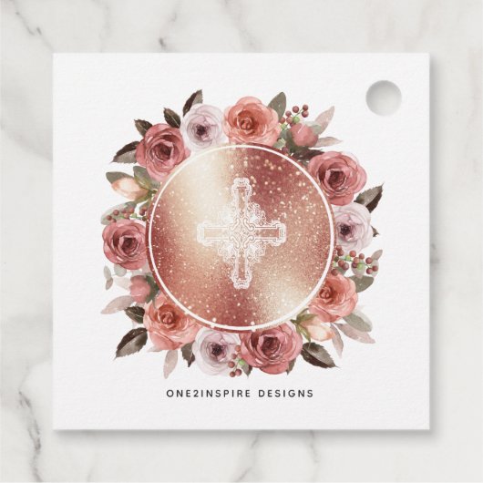 Spanisch, Taufe für Mädchen, Rose Gold, Blüte Geschenkanhänger (Rückseite)