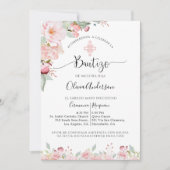 Spanisch Taufe Rose Gold, Minze Blüte Einladung (Vorderseite)