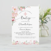 Spanisch Taufe Rose Gold, Minze Blüte Einladung (Stehend Vorderseite)