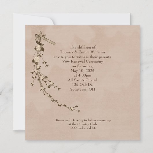 Spanisch Text Hochzeit Vow Erneuerung einladen Einladung (Rückseite)