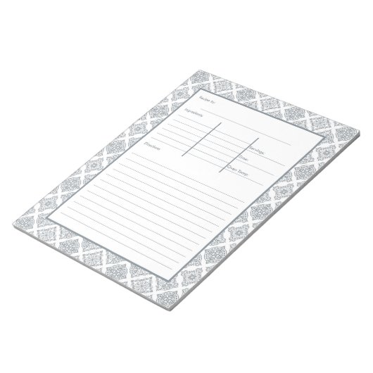Spanisch Tiles Gray Mediterrane Recipe Notizblock (angewinkelt)