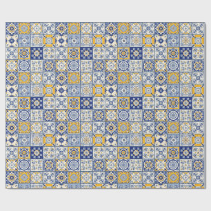 Spanisch Tiles Yellow Blue Geschenkpapier