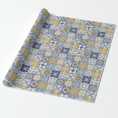 Spanisch Tiles Yellow Blue Geschenkpapier (Ungerollt)