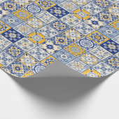 Spanisch Tiles Yellow Blue Geschenkpapier (Ecke)