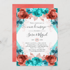 Spanisch Türkis & Cornfloral Probe Abendessen Einladung