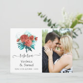 Spanisch Türkis und Korallenhochzeit Sichern Sie d Save The Date (Stehend Vorderseite)