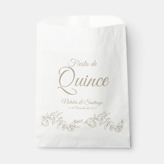 Spanisch Twins Fiesta de Quince Champagne Botanisc Geschenktütchen (Vorderseite)