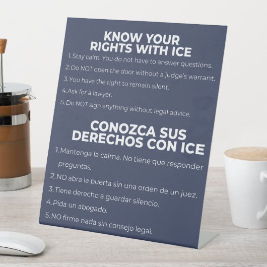 Spanisch und Englisch Know Your Rights ICE Sockelschild (In Situ)