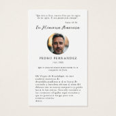 Spanisch Unsere Dame von Guadalupe Foto Gebetskart (Rückseite)