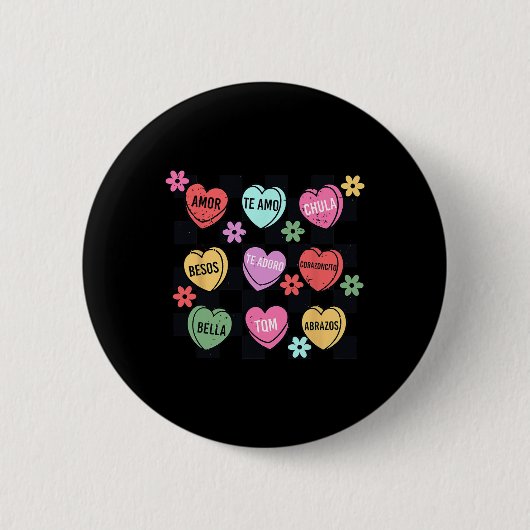 Spanisch Valentine Conversation Herz Feliz San Va Button (Vorderseite)