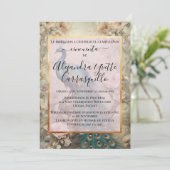 Spanisch Vintag Peacock Extravagant 50. Geburtstag Einladung (Stehend Vorderseite)