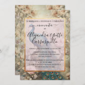 Spanisch Vintag Peacock Extravagant 50. Geburtstag Einladung (Vorne/Hinten)