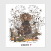 Spanisch, Wachtelhund Aufkleber (Blatt)