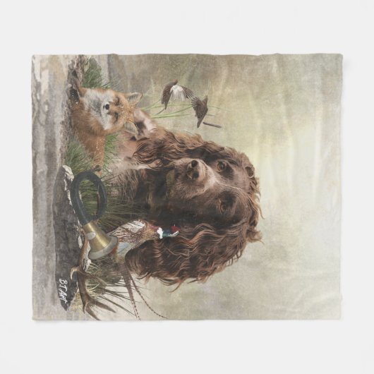 Spanisch, Wachtelhund Fleecedecke (Vorderseite (Horizontal))
