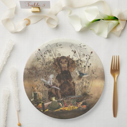 Spanisch, Wachtelhund Pappteller (Hochzeit)