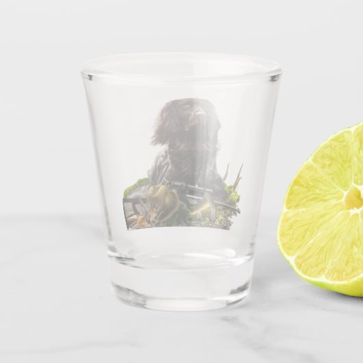 Spanisch, Wachtelhund Schnapsglas (Rückseite)