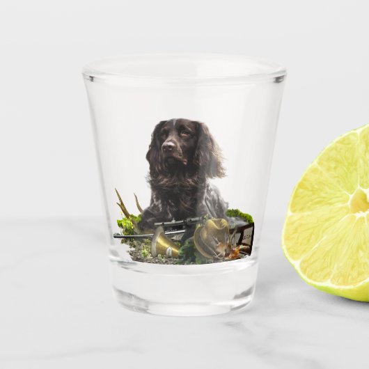 Spanisch, Wachtelhund Schnapsglas (Vorderseite)