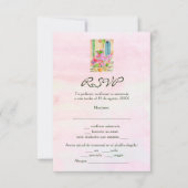 Spanisch, Wasserfarbenfloralstadt Mexiko RSVP Karte (Vorderseite)