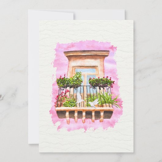 Spanisch, Watercolor Balkons, mexikanisch Save the Einladung (Rückseite)