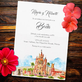 Spanisch, Watercolor San Miguel de Allende Wedding Einladung