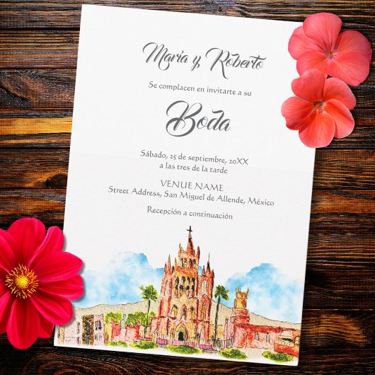 Spanisch, Watercolor San Miguel de Allende Wedding Einladung