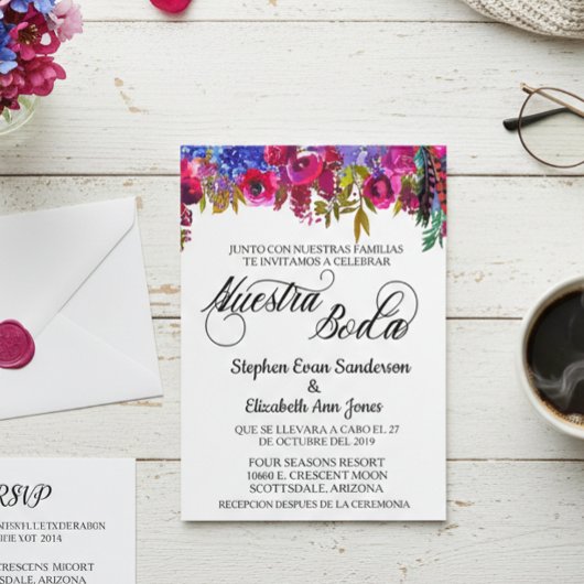 Spanisch Wedding Bold Boho Blume Nuestra Boda Einladung