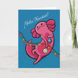 Spanisch Weihnachten Niedlich Axolotl mit Ornament Karte