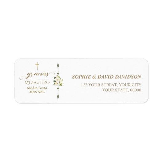 Spanisch Weiße Blume Gracias Calligraphy Bautizo (Vorne)