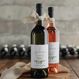 Spanisch Weiße Blume Gracias Calligraphy Bautizo Weinetikett