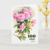Spanische 100. Geburtstag Vintage Rose Garten Name Karte (Gelbe Blume)