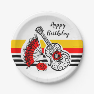 Spanische Andenken-klassischer Streifen-Geburtstag Pappteller