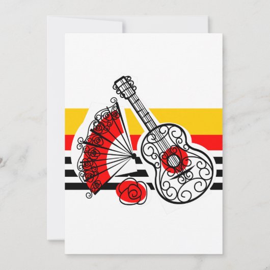 Spanische Andenken-klassischer Streifenfrontentext Einladung (Rückseite)